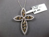 ESTATE 1.06CT DIAMOND 14KT TWO TONE GOLD 3D OPEN FILIGREE CROSS FLOATING PENDANT