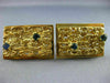 ANTIQUE LARGE 1.36CT AAA SAPPHIRE 14K YELLOW GOLD CLASSIC HANDCRAFTED CUFF LINKS