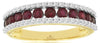 1.18CT DIAMOND & AAA RUBY 14K YELLOW GOLD CLASSIC 3 ROW WEDDING ANNIVERSARY RING