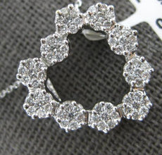 .50CT DIAMOND 14KT WHITE GOLD 3D MULTI FLOWER HEART SHAPE LOVE FLOATING PENDANT
