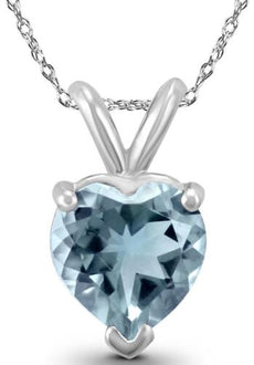 .50CT AAA AQUAMARINE 14KT WHITE GOLD SOLITAIRE HEART SHAPE LOVE FLOATING PENDANT