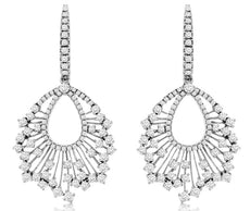 1.30CT DIAMOND 14KT WHITE GOLD 3D ROUND OPEN FILIGREE LEVERBACK HANGING EARRINGS