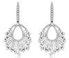 1.30CT DIAMOND 14KT WHITE GOLD 3D ROUND OPEN FILIGREE LEVERBACK HANGING EARRINGS