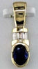 .60CT DIAMOND & AAA SAPPHIRE 14KT YELLOW GOLD OVAL & BAGUETTE SEMI BEZEL PENDANT
