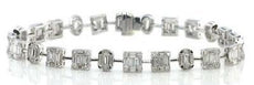 4.17CT DIAMOND 18K WHITE GOLD ROUND & BAGUETTE SQUARE & OVAL FUN TENNIS BRACELET