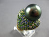 5.68CT DIAMOND & AAA MULTI COLOR GEM & AAA TAHITIAN PEARL 18KT YELLOW GOLD RING