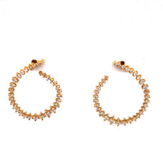 1.26CT DIAMOND 18K YELLOW GOLD 3D ROUND TEAR DROP SIDEWAYS HOOP HANGING EARRINGS