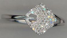 ESTATE .18CT DIAMOND 14KT WHITE GOLD 3D SQUARE GEOMETRICAL LOVE KNOT FUN RING