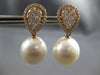 ESTATE LARGE 1.40CT DIAMOND & AAA SOUTH SEA PEARL 18K ROSE GOLD HALO TEAR DROP EARRINGS