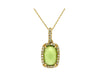 1.91CT DIAMOND & AAA PERIDOT 14K YELLOW GOLD 3D CUSHION & ROUND FLOATING PENDANT