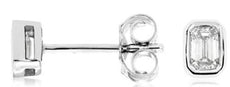 ESTATE .25CT DIAMOND 14KT WHITE GOLD 3D OVAL SOLITAIRE BEZEL STUD EARRINGS
