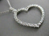 ANTIQUE .65CTW DIAMOND HANGING OPEN HEART 14K WHITE GOLD PENDANT + CHAIN #13026