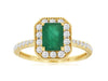 1.5CT DIAMOND & AAA EMERALD 14KT YELLOW GOLD 3D ROUND & BAGUETTE ENGAGEMENT RING