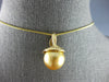 10CT DIAMOND & AAA GOLDEN SOUTH SEA PEARL 14KT YELLOW GOLD 3D FLOATING PENDANT