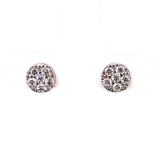 ESTATE .44CT DIAMOND 18KT WHITE GOLD 3D CLASSIC ROUND FLOWER STUD EARRINGS