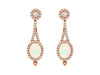 2.43CT DIAMOND & AAA OPAL 14KT ROSE GOLD 3D OVAL TEAR DROP HALO HANGING EARRINGS