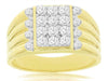 ESTATE WIDE 1.0CT DIAMOND 14KT YELLOW GOLD 3D PAVE SQUARE CLASSIC MENS RING