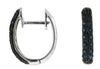 .85CT AAA SAPPIRE 14K WHITE GOLD CLASSIC 2 ROW PAVE OVAL HUGGIE HANGING EARRINGS