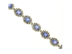 10.55CT DIAMOND & AAA TANZANITE 14KT WHITE GOLD 3D OVAL & ROUND TENNIS BRACELET