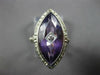 ANTIQUE LARGE 8.03CT OLD MINE DIAMOND & AMETHYST 14KT WHITE GOLD MARQUISE RING