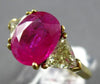 LARGE 5.1CT DIAMOND & AAA BURMA RUBY 18KT YELLOW GOLD 3D 3 STONE ENGAGEMENT RING