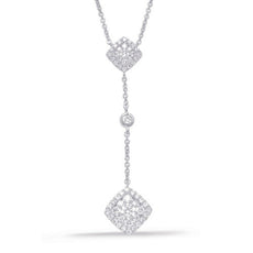 .46CT DIAMOND 14KT WHITE GOLD 3D CLUSTER SQUARE BY THE YARD LARIAT LOVE NECKLACE