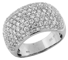 WIDE 3.90CT DIAMOND 14KT WHITE GOLD 3D CLASSIC MULTI ROW PAVE ANNIVERSARY RING