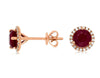 1.66CT DIAMOND & AAA RUBY 14K ROSE GOLD CLASSIC ROUND HALO MARTINI STUD EARRINGS