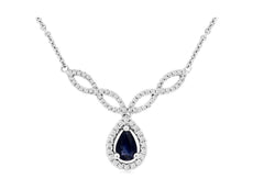 .78CT DIAMOND & AAA SAPPHIRE 14KT WHITE GOLD PEAR SHAPE DOUBLE INFINITY NECKLACE