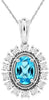 ESTATE .99CT DIAMOND & AAA BLUE TOPAZ 14K WHITE GOLD OVAL & ROUND FLOWER PENDANT