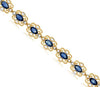 ESTATE 5.07CT DIAMOND & AAA SAPPHIRE 14K YELLOW GOLD OVAL FLOWER TENNIS BRACELET