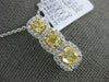 ESTATE 1.68CT WHITE & FANCY YELLOW DIAMOND 18KT 2 TONE GOLD HALO 3 STONE PENDANT