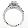 LARGE 1.73CT DIAMOND 18KT WHITE GOLD 3D ROUND & BAGUETTE SQUARE HALO LOVE RING