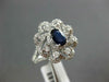 ESTATE 1.35CT DIAMOND & AAA SAPPHIRE 14K WHITE GOLD OVAL & ROUND FLOWER FUN RING