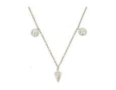 ESTATE .10CT DIAMOND 14KT WHITE GOLD 3D BY THE YARD TRIANGULAR FUN NECKLACE