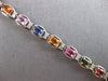 6.76CT DIAMOND & MULTI COLOR SAPPHIRE 14KT WHITE GOLD 3D CLASSIC TENNIS BRACELET
