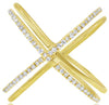 ESTATE .30CT DIAMOND 14KT YELLOW GOLD 3D CLASSIC 2 ROW CRISS CROSS X FUN RING