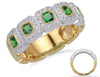 1.50CT DIAMOND & AAA TSAVORITE 14KT 2 TONE GOLD 3D MULTI SQUARE ANNIVERSARY RING