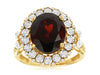 ESTATE 5.75CT DIAMOND & AAA GARNET 14KT YELLOW GOLD OVAL & ROUND FLOWER FUN RING