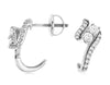 .50CT DIAMOND 14KT WHITE GOLD 2 STONE DIAGONAL UMBRELLA SCREWBACK LOVE EARRINGS
