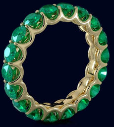 4.25CT AAA EMERALD 14KT YELLOW GOLD CLASSIC SHARED PRONG ETERNITY LOVE FUN RING