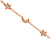 ESTATE .10CT DIAMOND 14KT ROSE GOLD 3D MOON & STAR BY THE YARD LOVE BRACELET