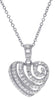 ESTATE .56CT DIAMOND 18KT WHITE GOLD CLASSIC HEART SHAPE LOVE FLOATING PENDANT