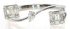 .35CT DIAMOND 18KT WHITE GOLD ROUND BAGUETTE & PEAR SHAPE DOUBLE SQUARE FUN RING