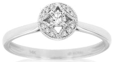 .12CT DIAMOND 14K WHITE GOLD 3D ROUND SOLITAIRE GEOMETRICAL CIRCULAR FLOWER RING