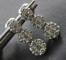 1.0CT DIAMOND 14KT WHITE GOLD 3D PAST PRESENT FUTURE JOURNEY HANGING EARRINGS