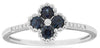ESTATE .59CT DIAMOND & AAA SAPPHIRE 14KT WHITE GOLD 3D ROUND FLOWER LOVE RING
