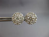 ESTATE LARGE 1.68CT DIAMOND 14K WHITE GOLD 3D ROUND CLUSTER FLOWER STUD EARRINGS