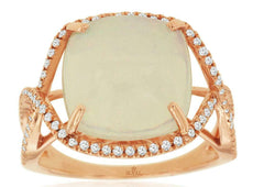 4.75CT DIAMOND & AAA OPAL 14KT ROSE GOLD 3D SQUARE & ROUND INFINITY LOVE RING