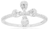 ESTATE .30CT DIAMOND 14K WHITE GOLD 3D CLASSIC ROUND & BAGUETTE FLOWER LOVE RING